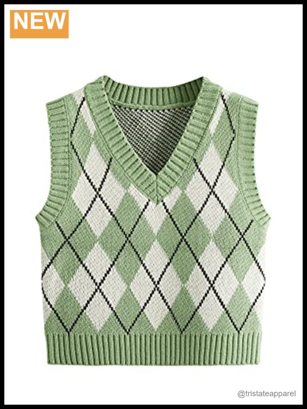 Sleeveless V-Neck Knit Sweater Vest Acrylic Plaid Argyle